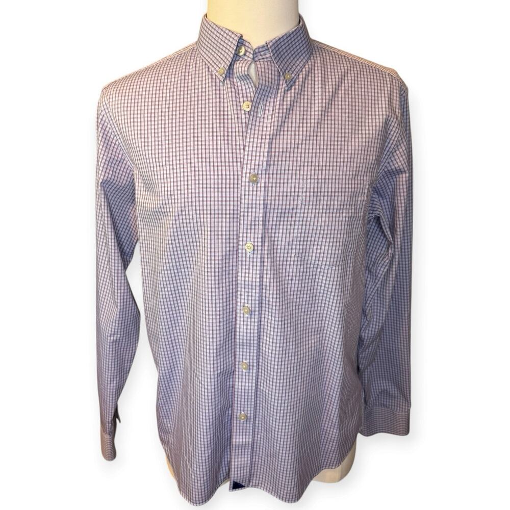 UNTUCKit Shirt Mens Large Wrinkle Free Purple Plaid Button Down Cotton
